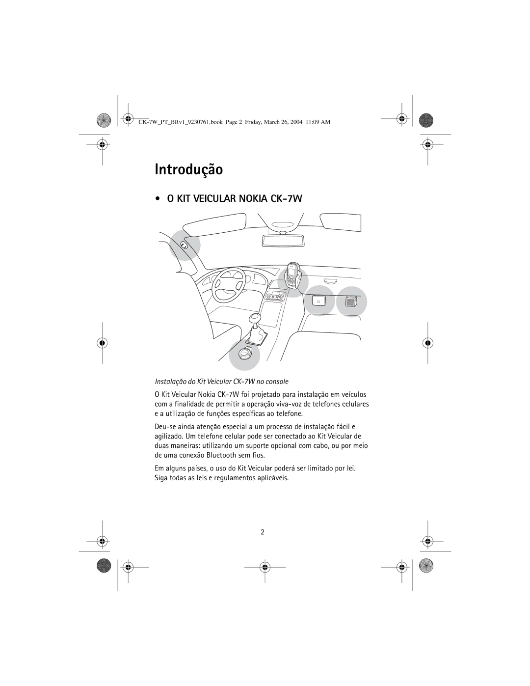 Nokia manual Introdução, KIT Veicular Nokia CK-7W 