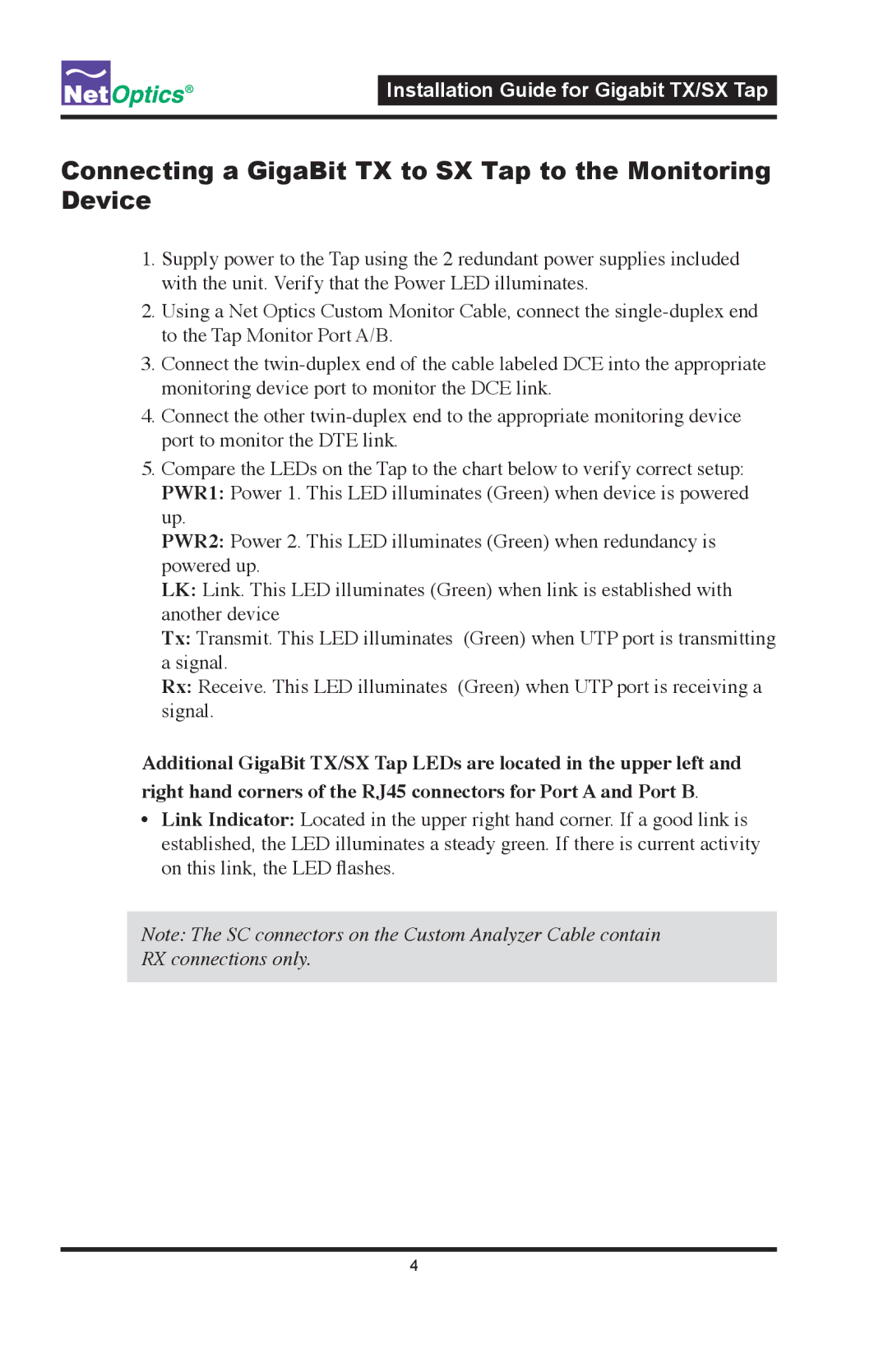 Nokia CVT-GCU/SX manual Connecting a GigaBit TX to SX Tap to the Monitoring Device 