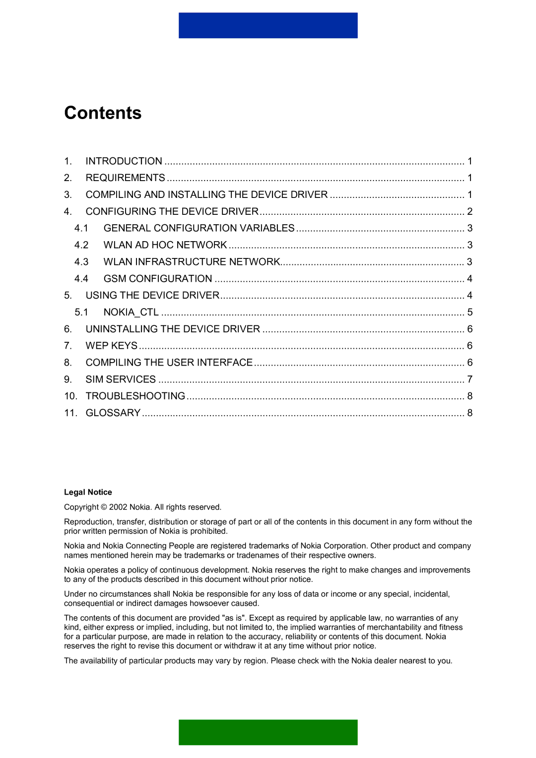 Nokia D211 manual Contents 