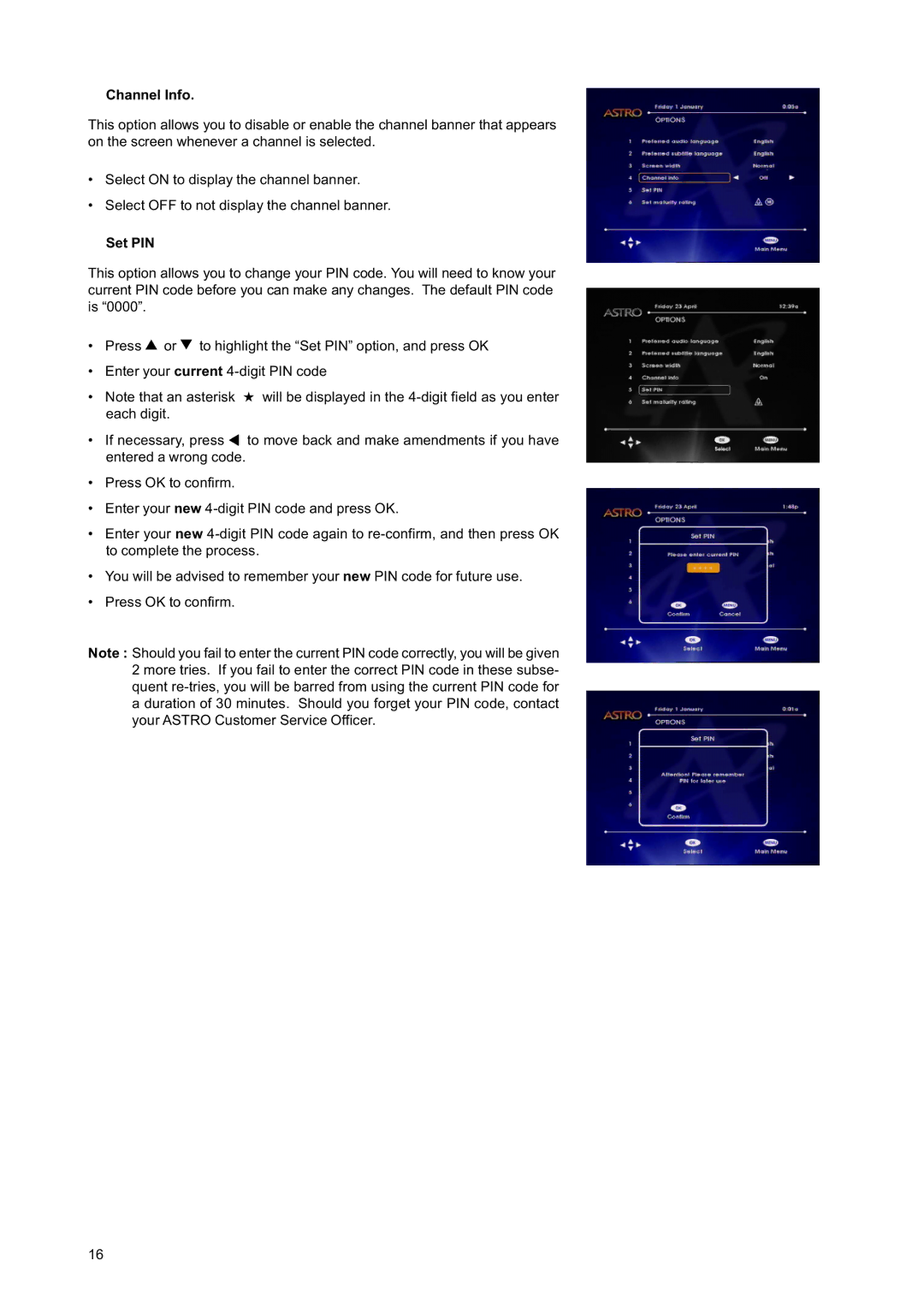 Nokia DIGITAL MULTIMEDIA TERMINAL owner manual Channel Info, Set PIN 