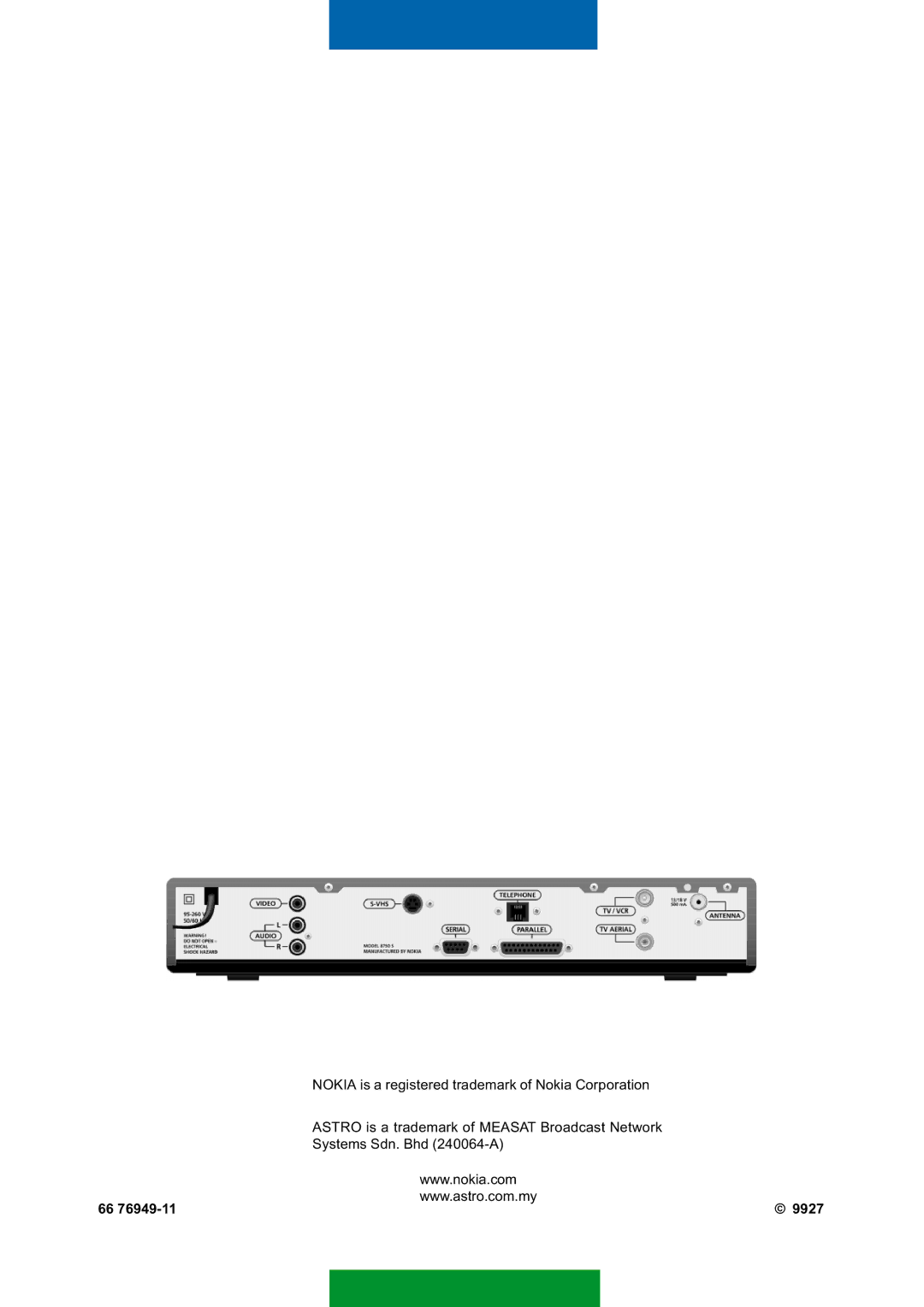 Nokia DIGITAL MULTIMEDIA TERMINAL owner manual 9927 