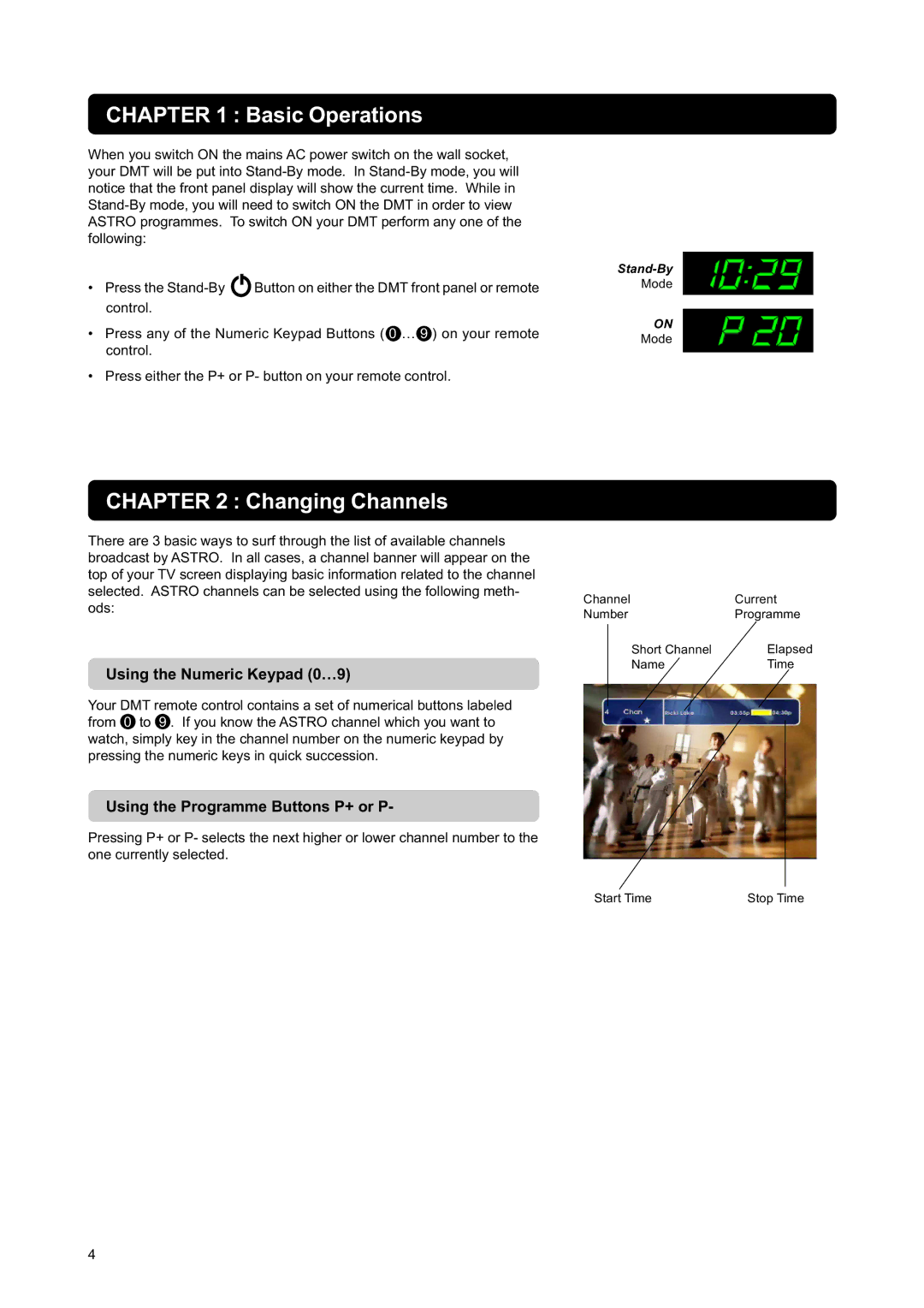 Nokia DIGITAL MULTIMEDIA TERMINAL owner manual Basic Operations, Changing Channels, Using the Numeric Keypad 0É9 