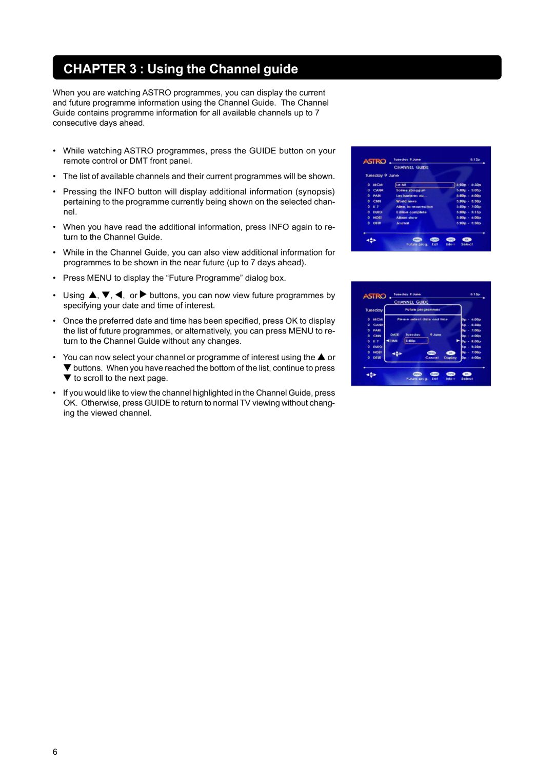 Nokia DIGITAL MULTIMEDIA TERMINAL owner manual Using the Channel guide 