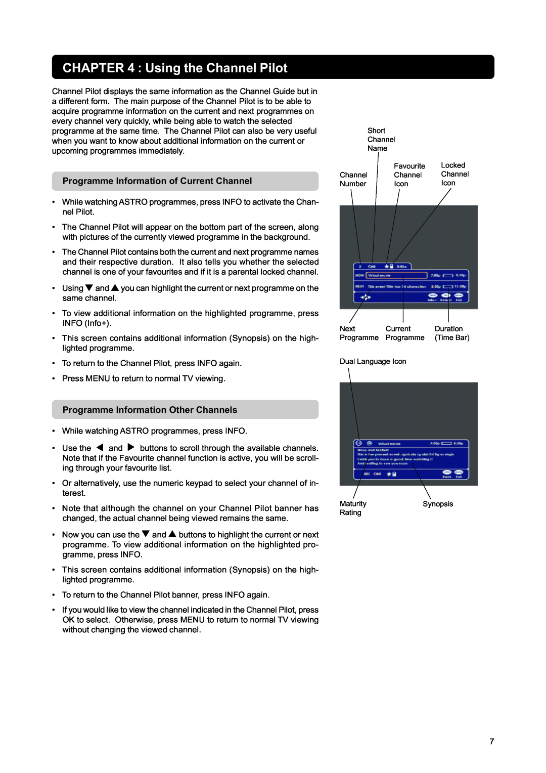Nokia DIGITAL MULTIMEDIA TERMINAL owner manual Using the Channel Pilot, Programme Information of Current Channel 