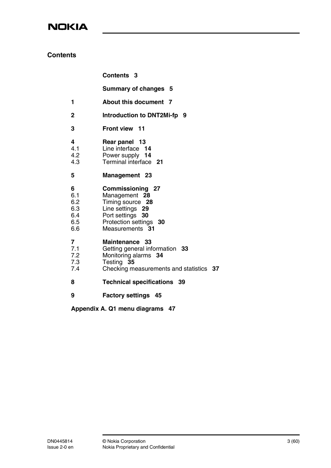 Nokia DNT2Mi-fp user manual Contents 