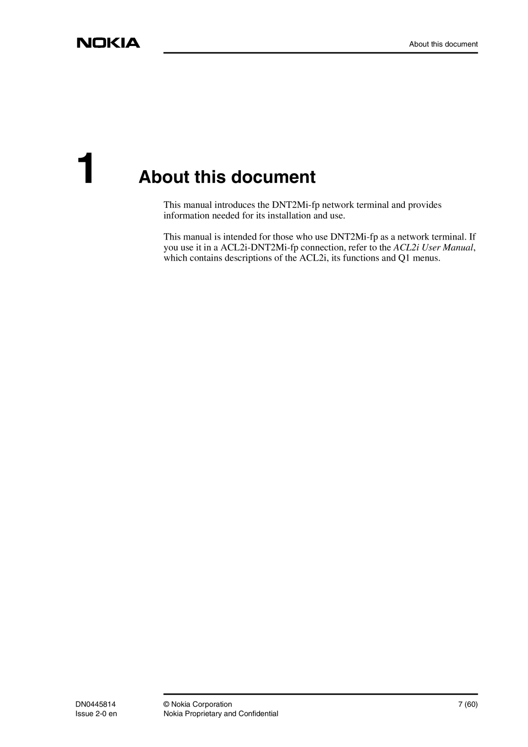 Nokia DNT2Mi-fp user manual About this document 