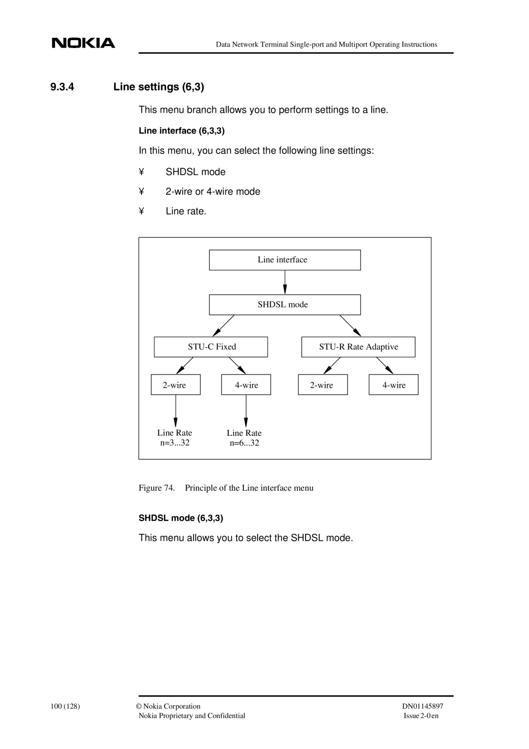 Nokia DNT2Mi sp/mp user manual Line settings 6,3, Principle of the Line interface menu 