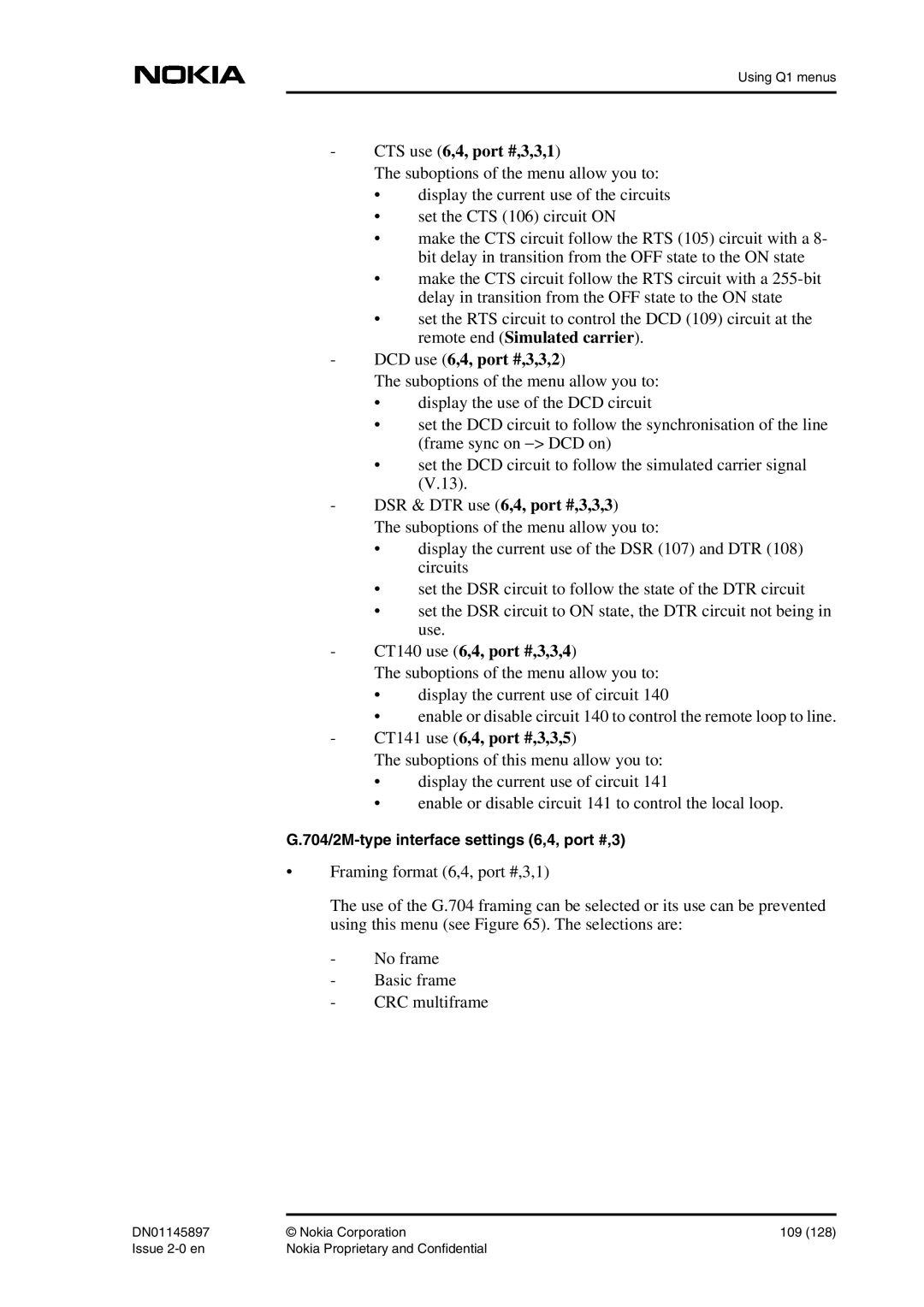 Nokia DNT2Mi sp/mp user manual CTS use 6,4, port #,3,3,1 