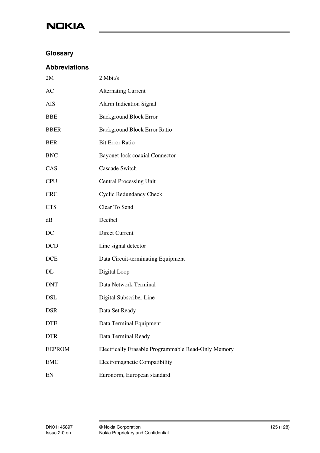 Nokia DNT2Mi sp/mp user manual Glossary Abbreviations, Emc 