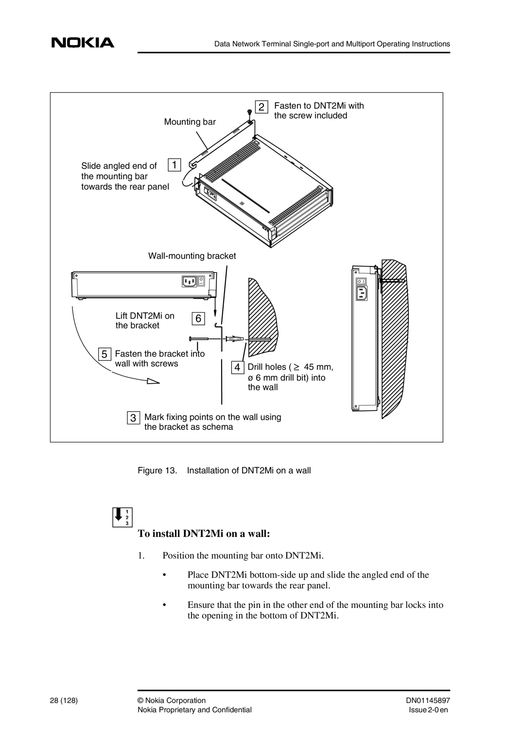 Nokia DNT2Mi sp/mp user manual To install DNT2Mi on a wall 