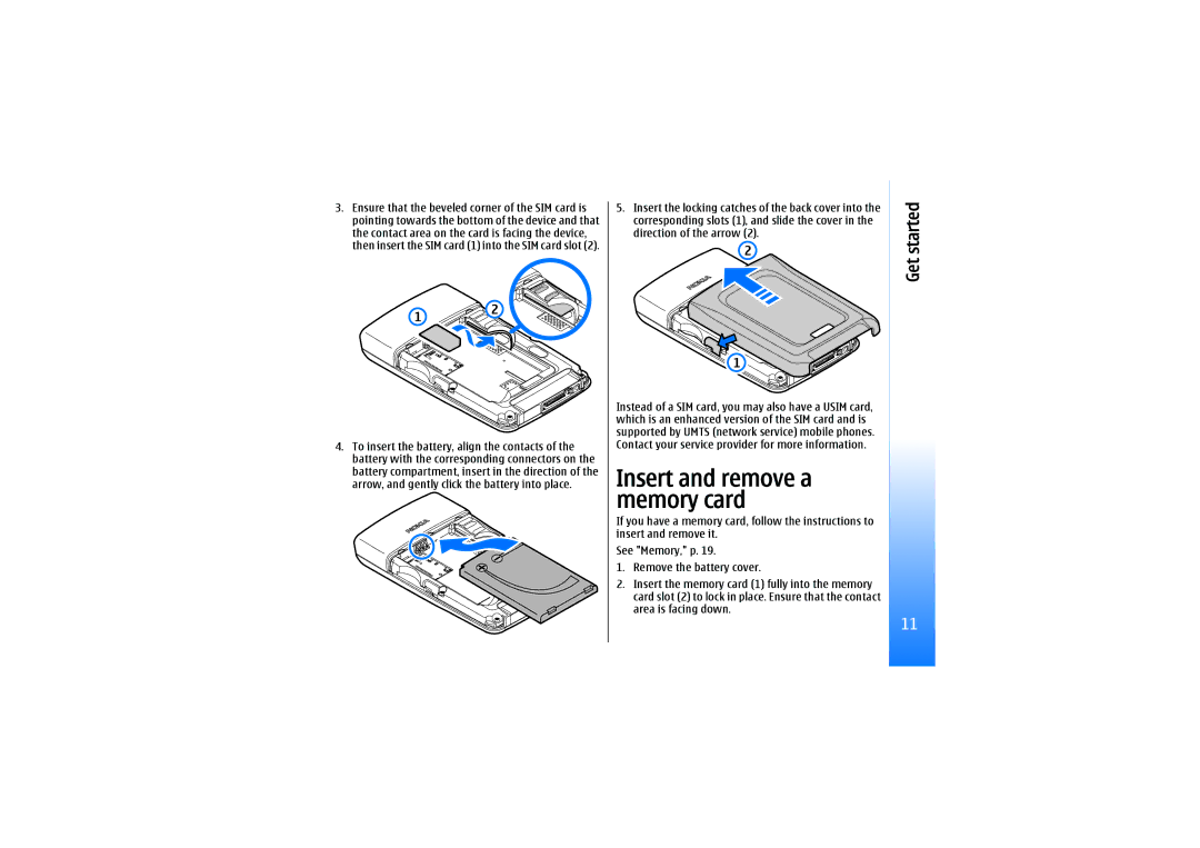 Nokia E61 manual Insert and remove a memory card 