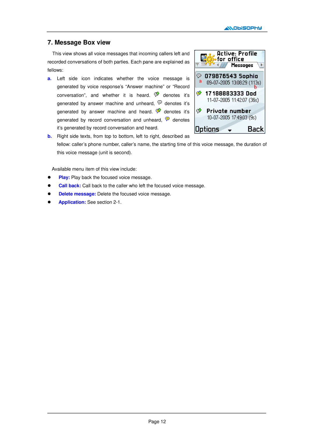 Nokia E50, E62, 5500 manual Message Box view 