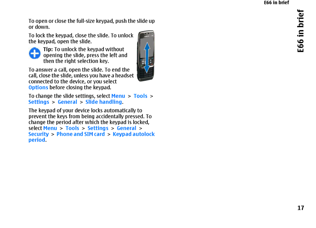 Nokia manual E66 in brief 