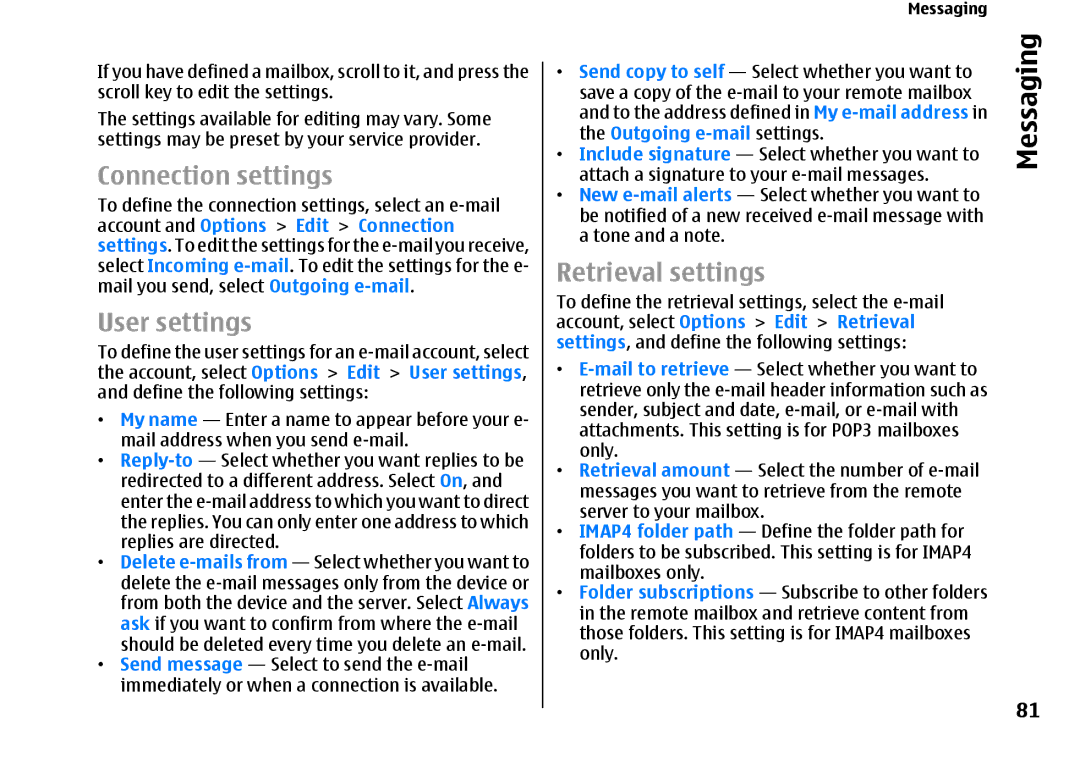 Nokia E66 manual Outgoing e-mail settings, Attach a signature to your e-mail messages 