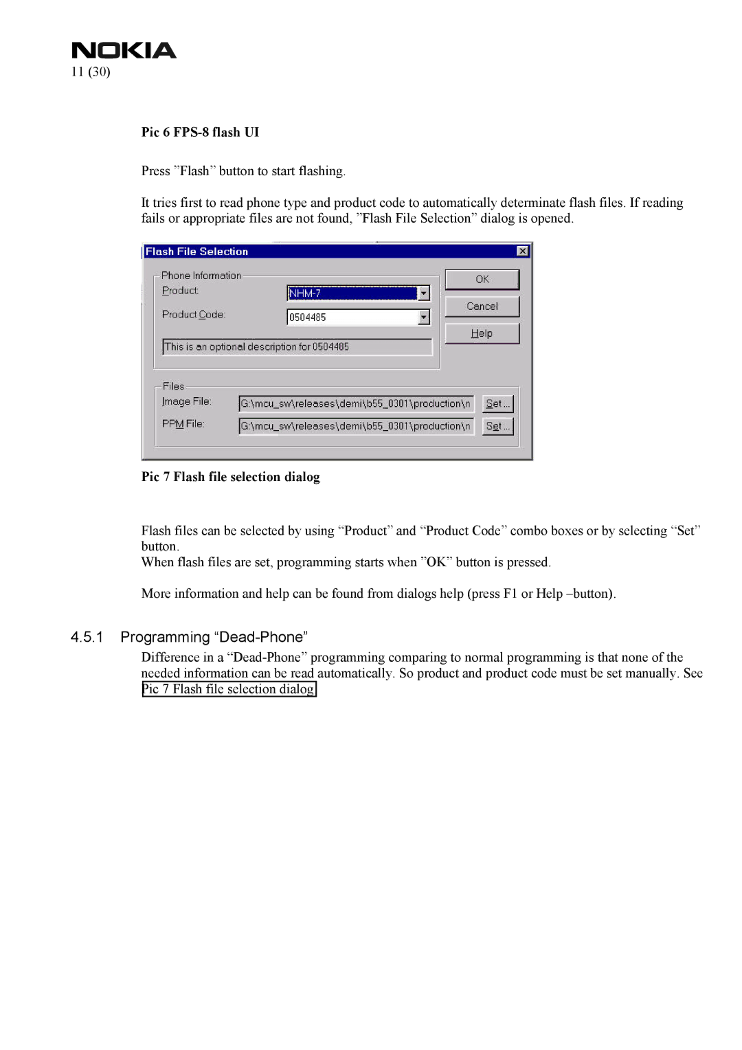 Nokia FPS-8 manual Programming Dead-Phone 