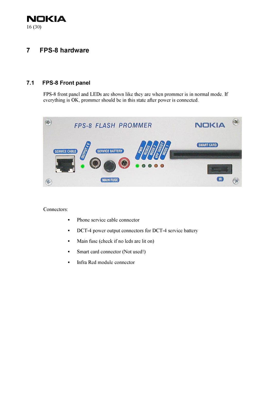 Nokia manual FPS-8 hardware, FPS-8 Front panel 