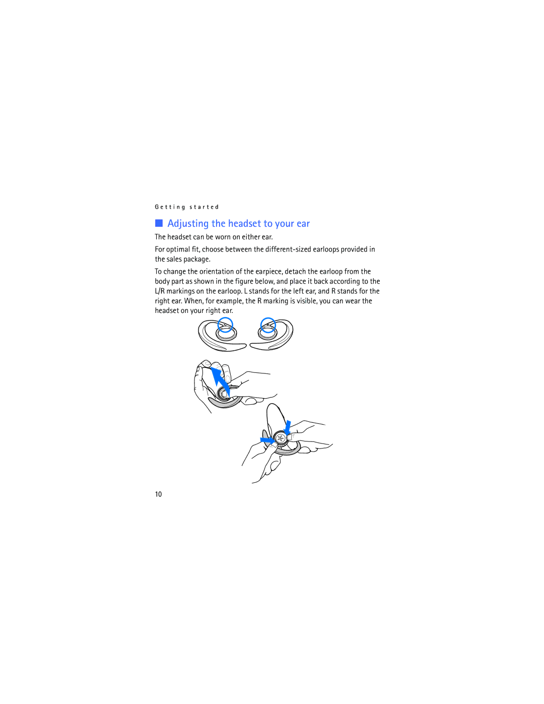 Nokia HDW-3 manual Adjusting the headset to your ear 