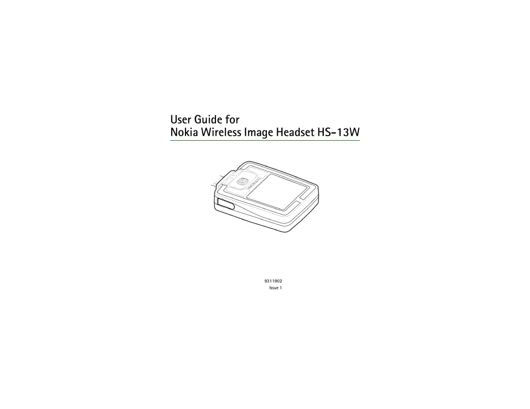 Nokia manual User Guide for Nokia Wireless Image Headset HS-13W 