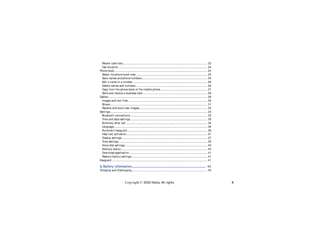 Nokia HS-13W manual Battery information 