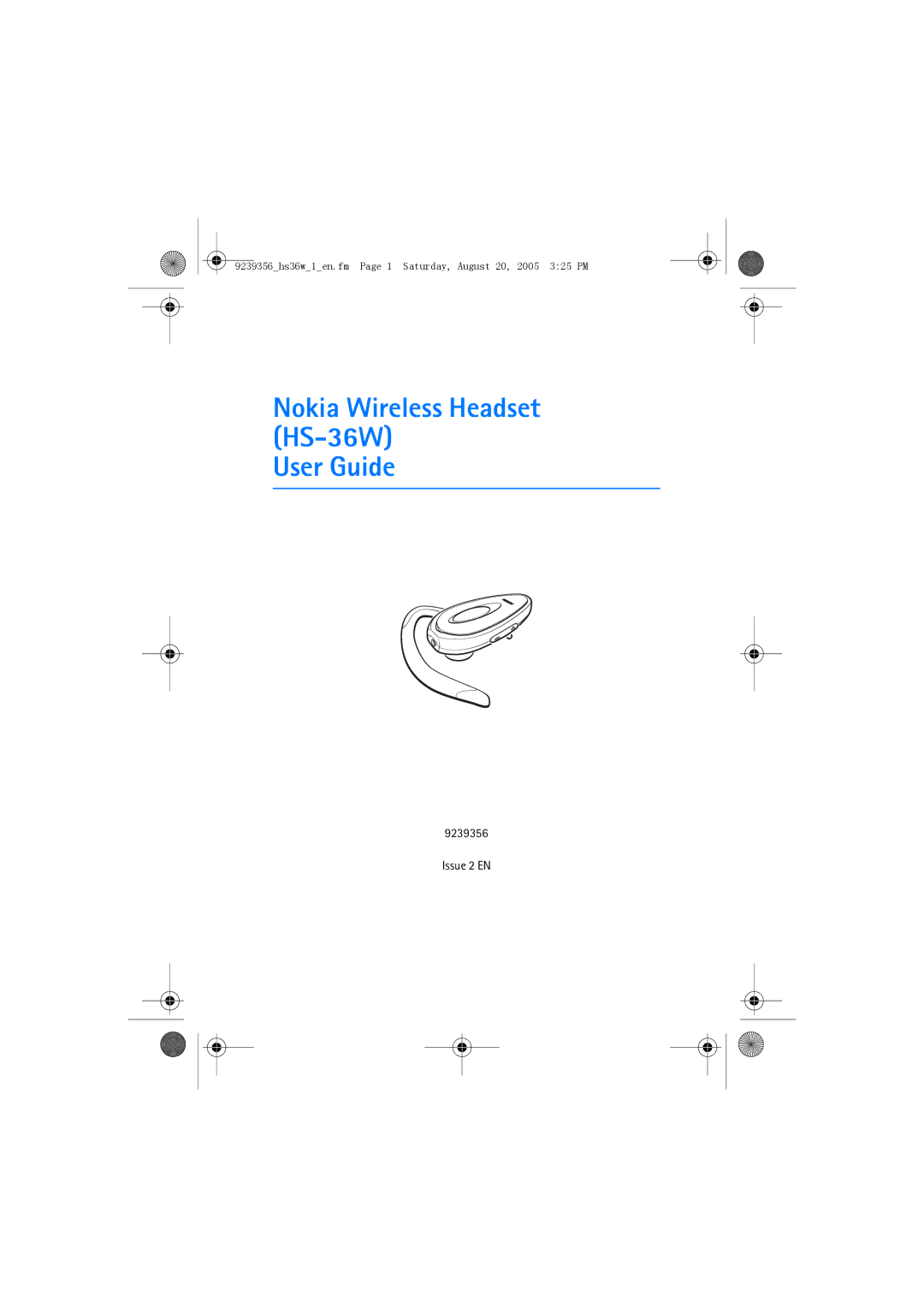 Nokia HS 36W manual Nokia Wireless Headset HS-36W User Guide 