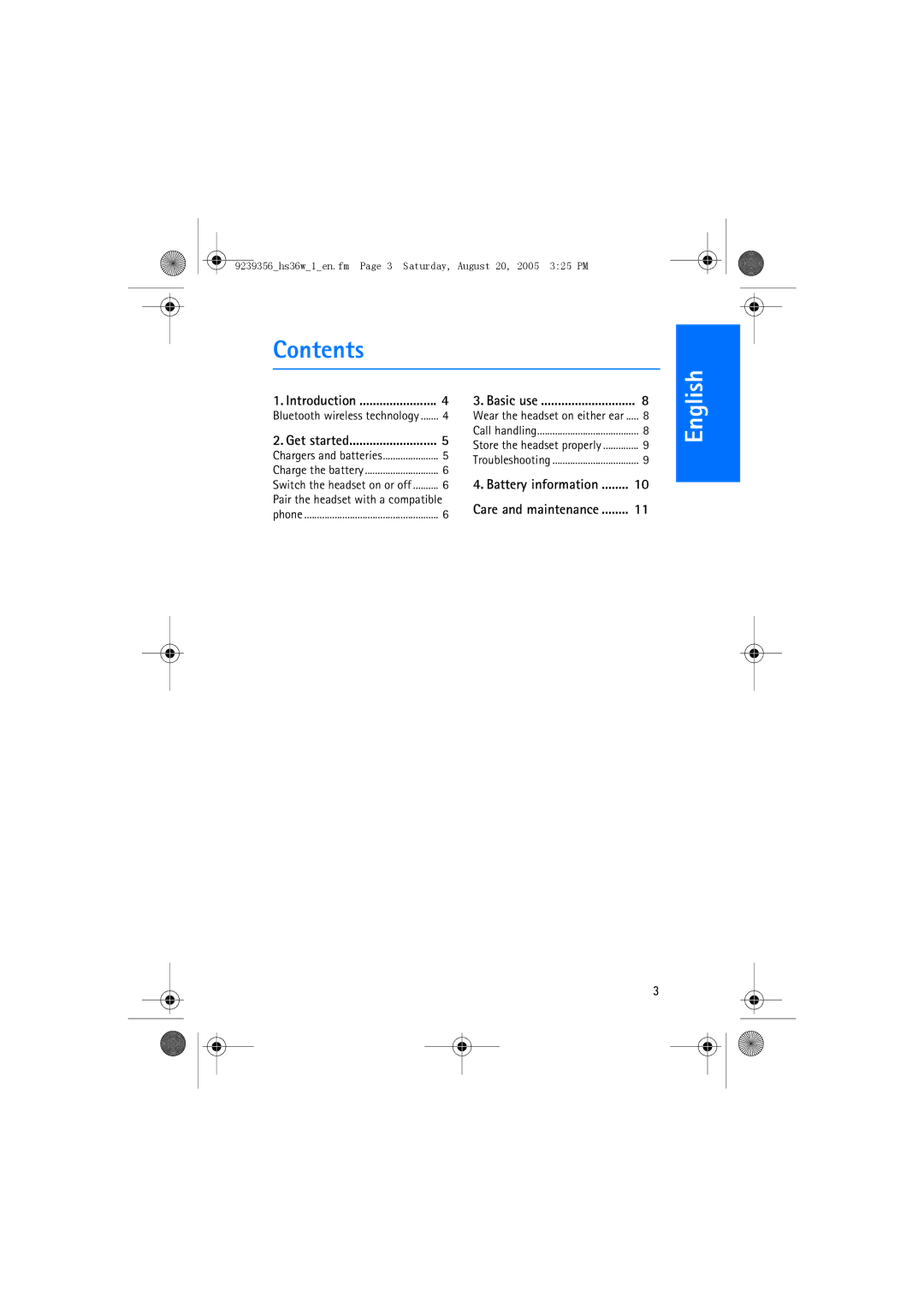 Nokia HS 36W manual Contents 