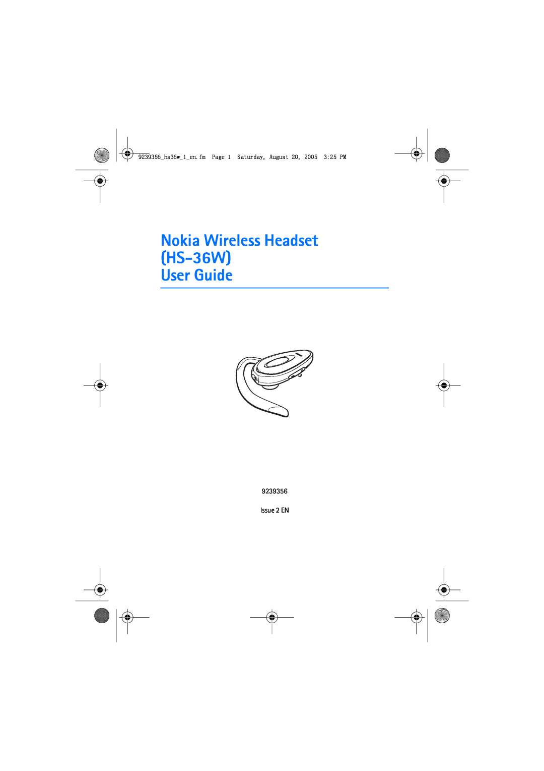 Nokia HS 36W manual Nokia Wireless Headset HS-36W User Guide, Issue 2 EN 