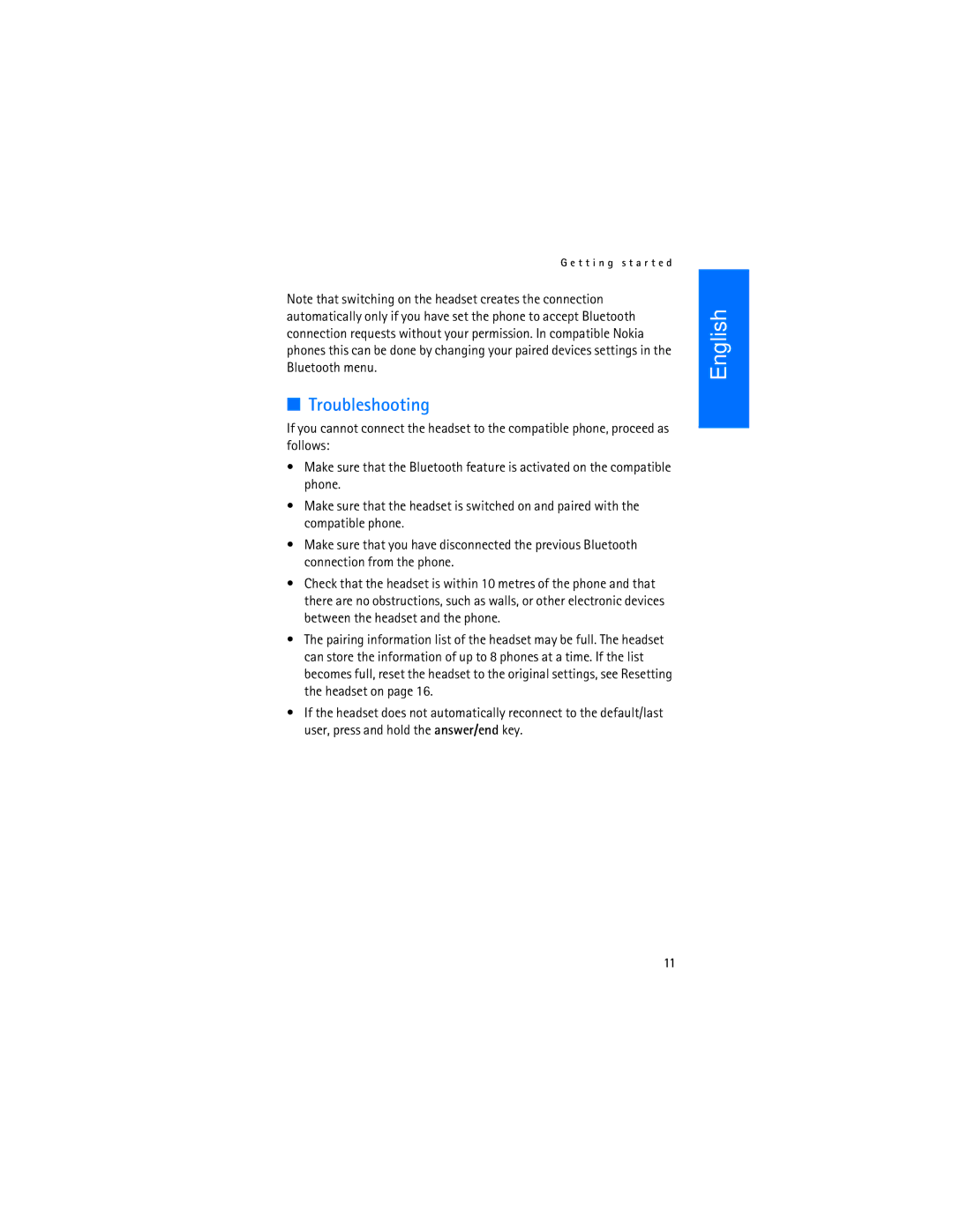 Nokia HS 3W manual Troubleshooting 