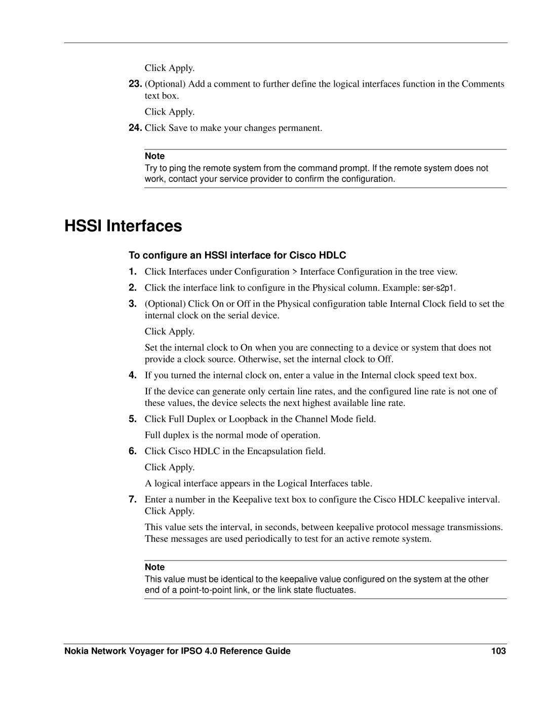 Nokia IPSO 4.0 manual Hssi Interfaces, To configure an Hssi interface for Cisco Hdlc 