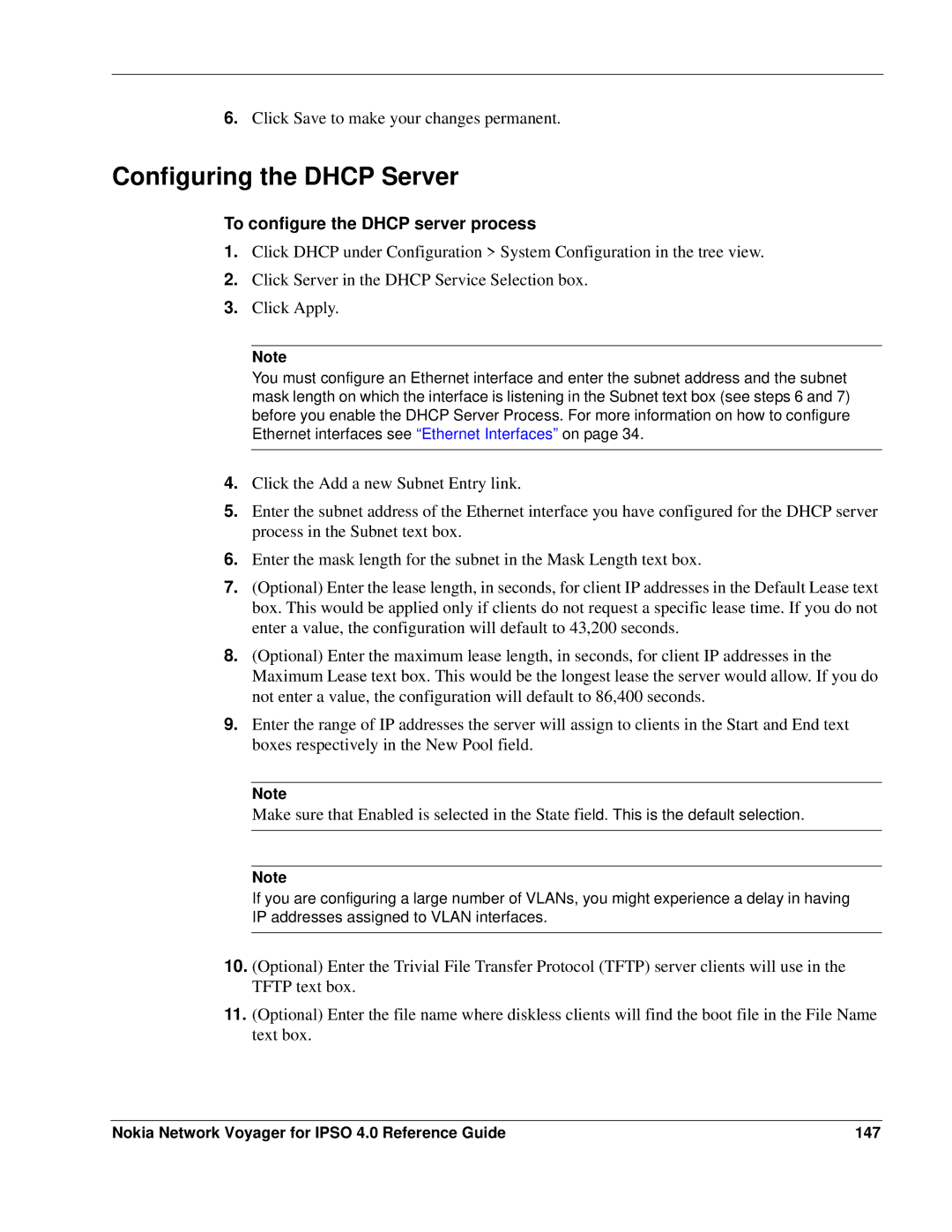 Nokia IPSO 4.0 manual Configuring the Dhcp Server, To configure the Dhcp server process 