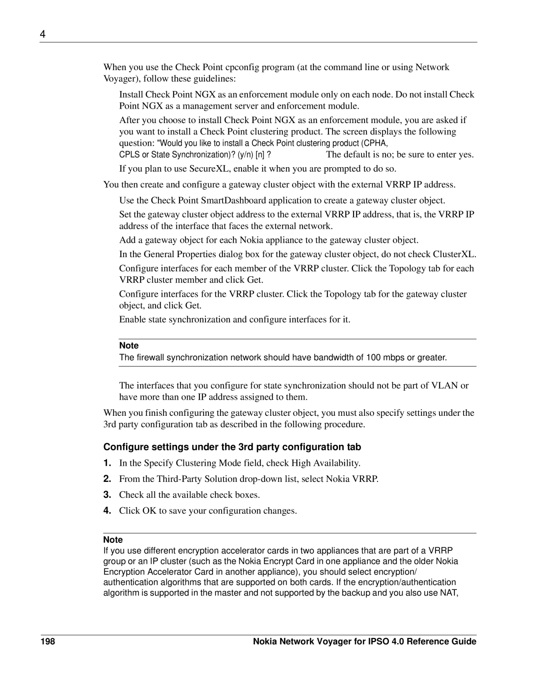 Nokia IPSO 4.0 manual Configure settings under the 3rd party configuration tab, 198 