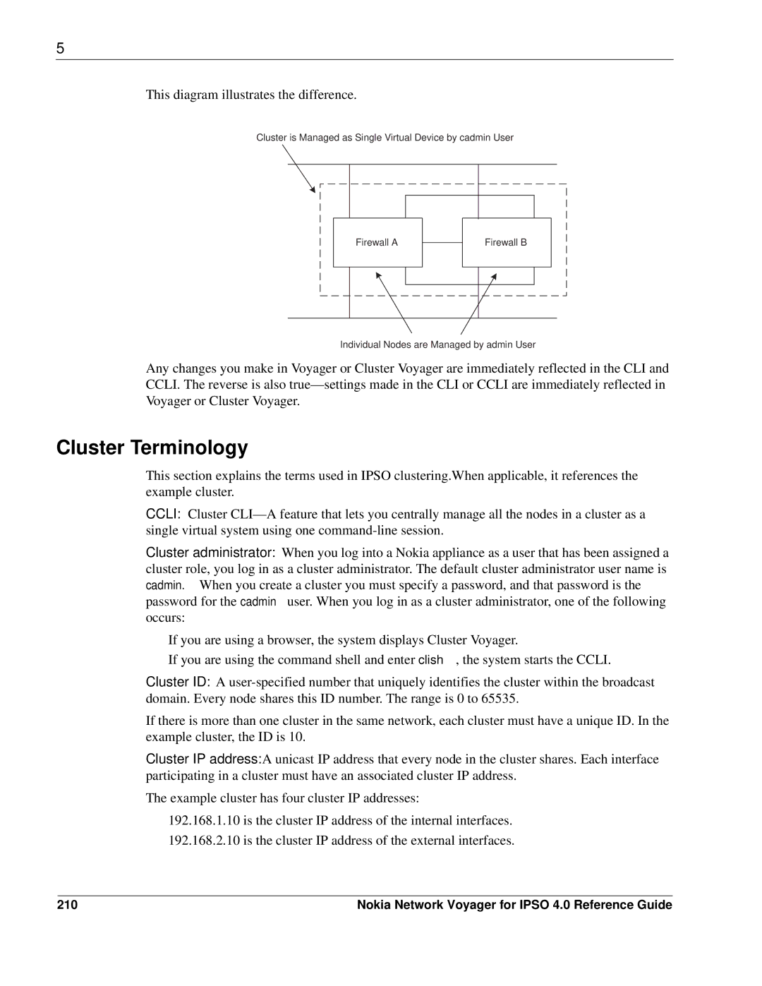 Nokia IPSO 4.0 manual Cluster Terminology, 210 