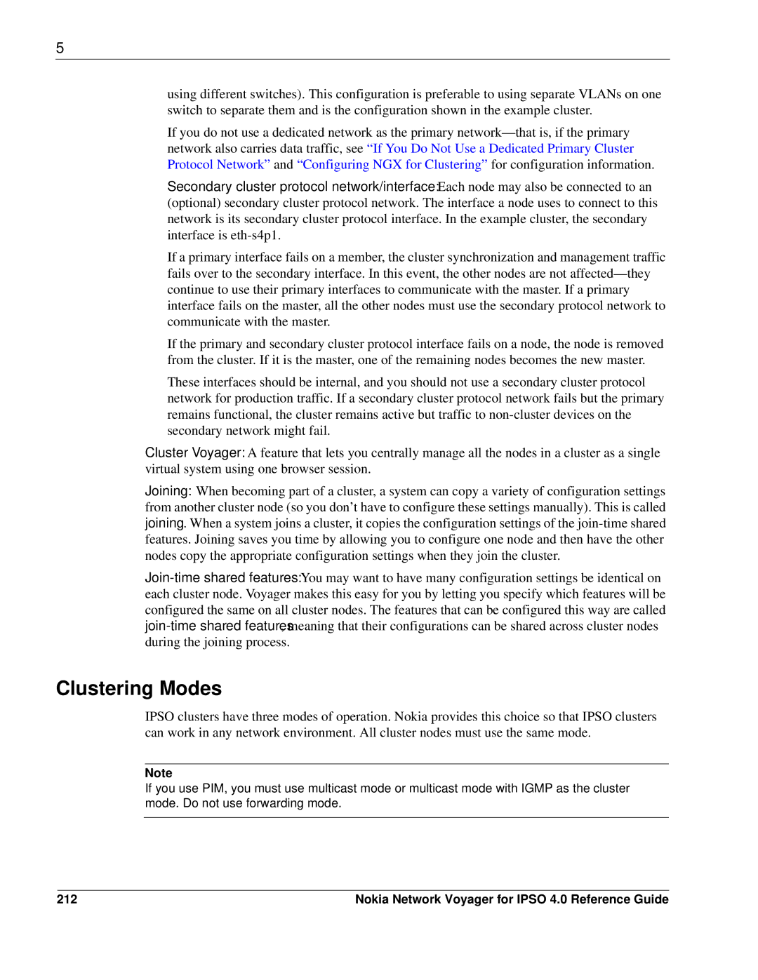 Nokia IPSO 4.0 manual Clustering Modes, 212 