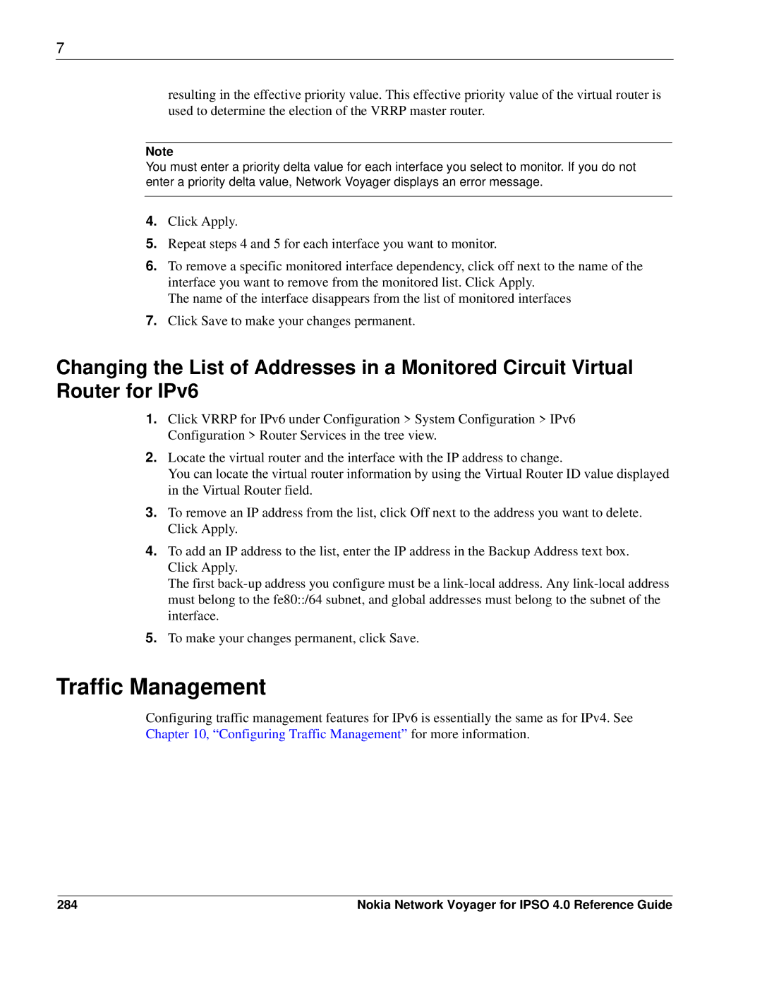 Nokia IPSO 4.0 manual Traffic Management, 284 