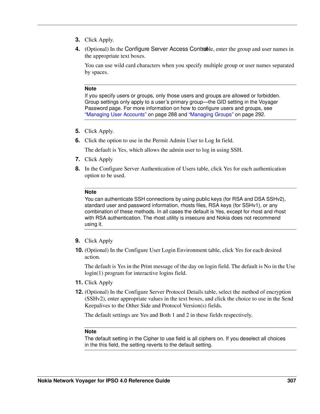 Nokia IPSO 4.0 manual Nokia Network Voyager for Ipso 4.0 Reference Guide 307 