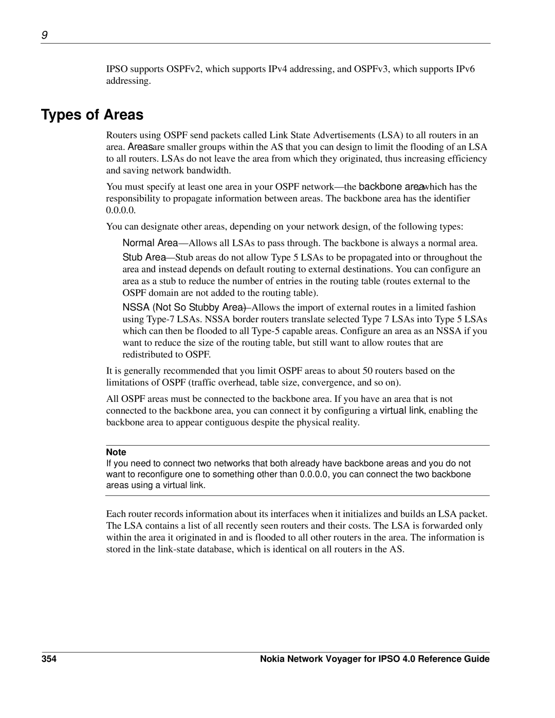 Nokia IPSO 4.0 manual Types of Areas, 354 