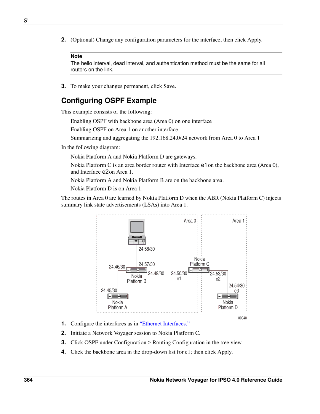 Nokia IPSO 4.0 manual Configuring Ospf Example, 364 