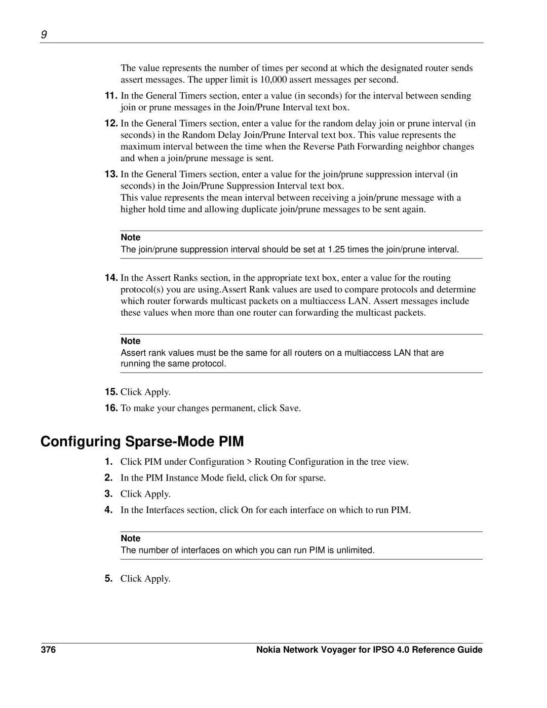 Nokia IPSO 4.0 manual Configuring Sparse-Mode PIM, 376 