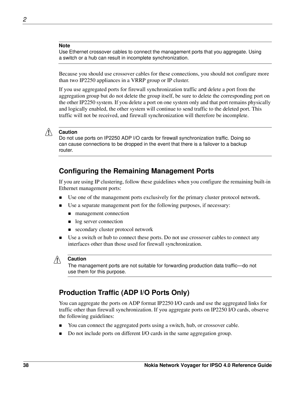 Nokia IPSO 4.0 manual Configuring the Remaining Management Ports, Production Traffic ADP I/O Ports Only 