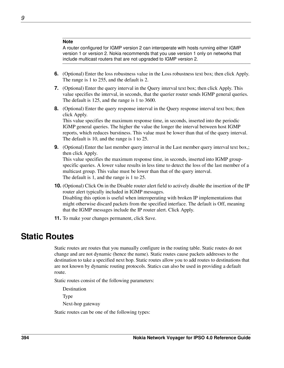 Nokia IPSO 4.0 manual Static Routes, 394 