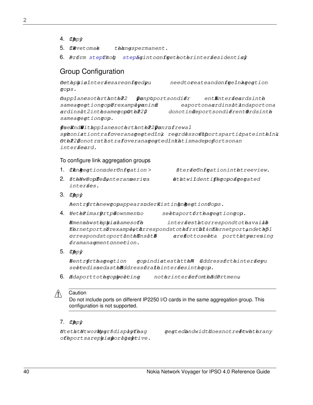 Nokia IPSO 4.0 manual Group Configuration, To configure link aggregation groups 