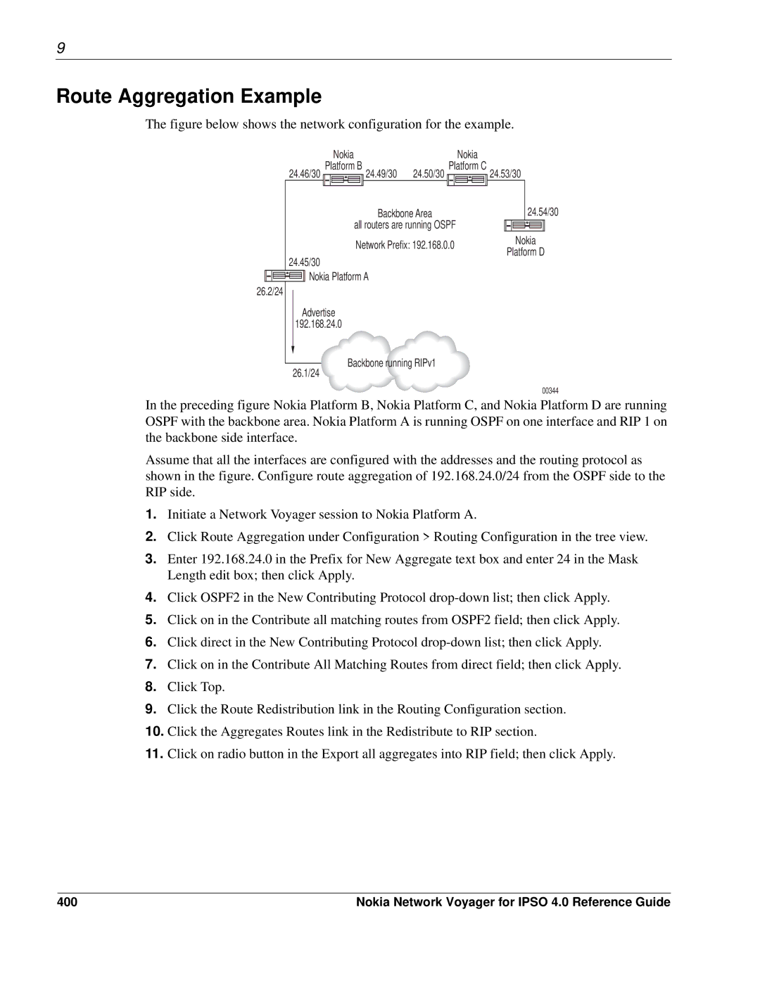 Nokia IPSO 4.0 manual Route Aggregation Example, 400 