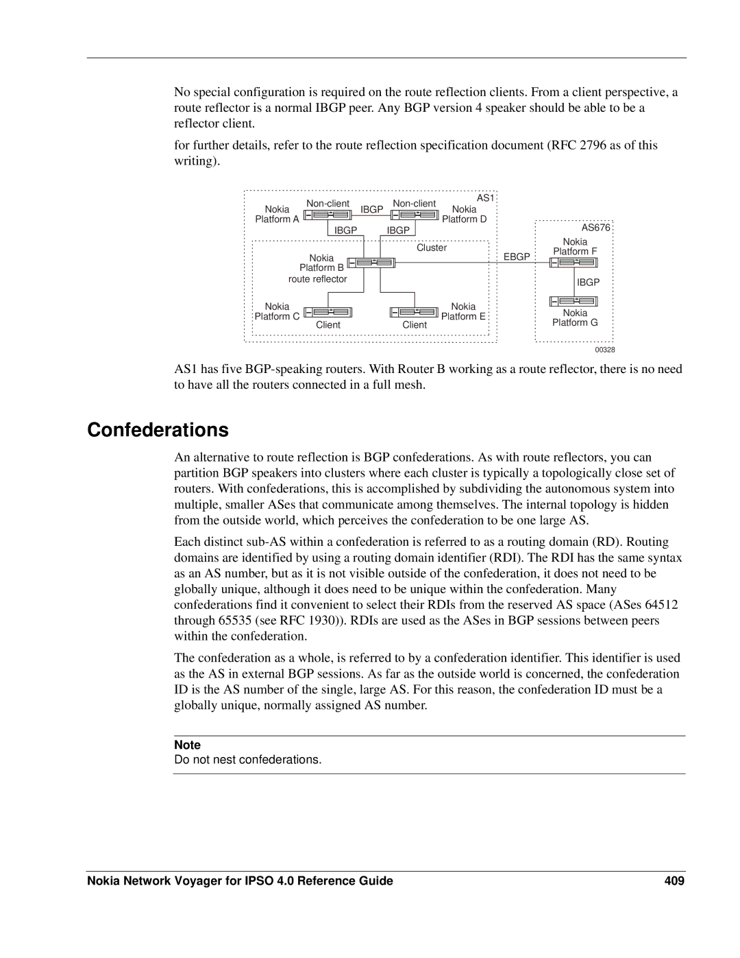 Nokia IPSO 4.0 manual Confederations, Nokia Network Voyager for Ipso 4.0 Reference Guide 409 