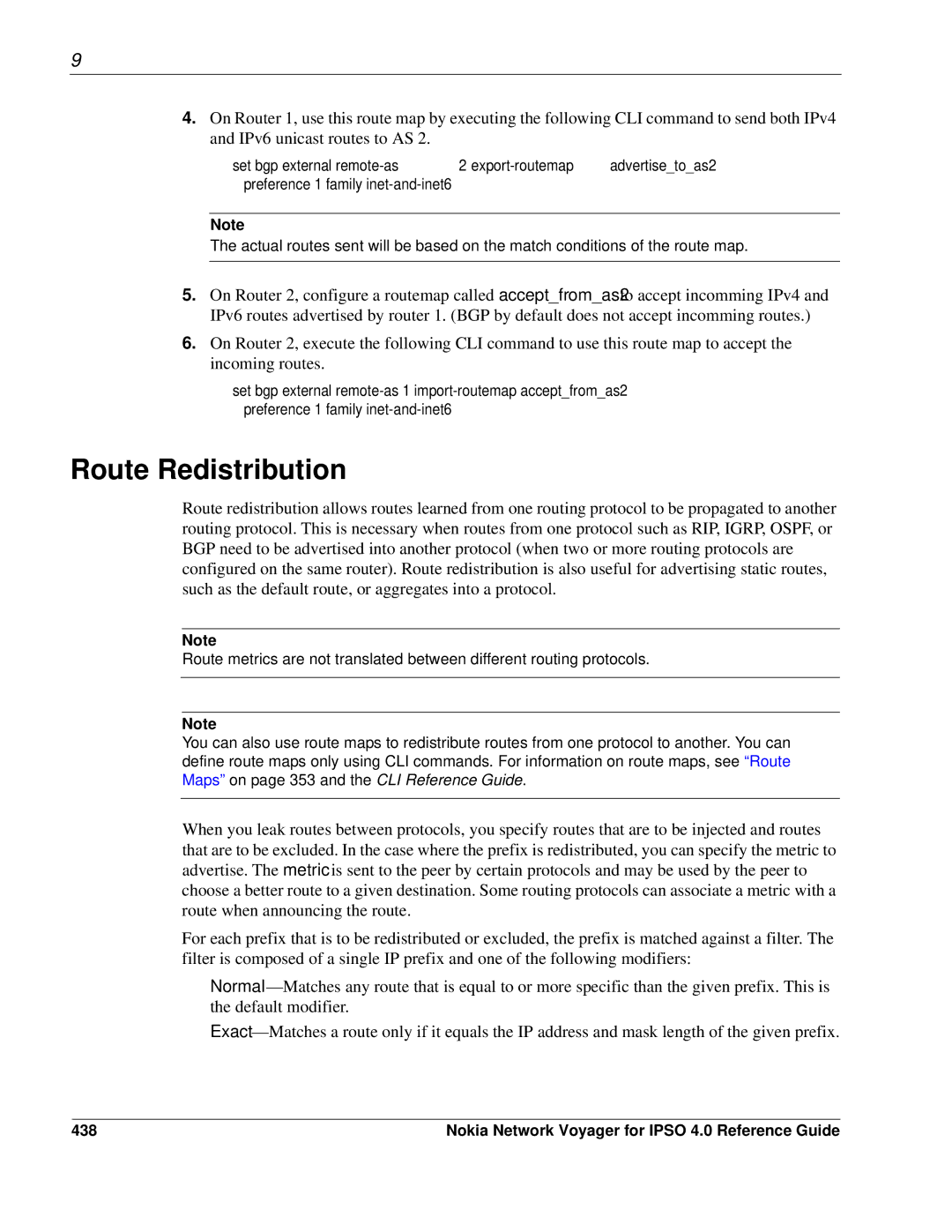 Nokia IPSO 4.0 manual Route Redistribution, 438 