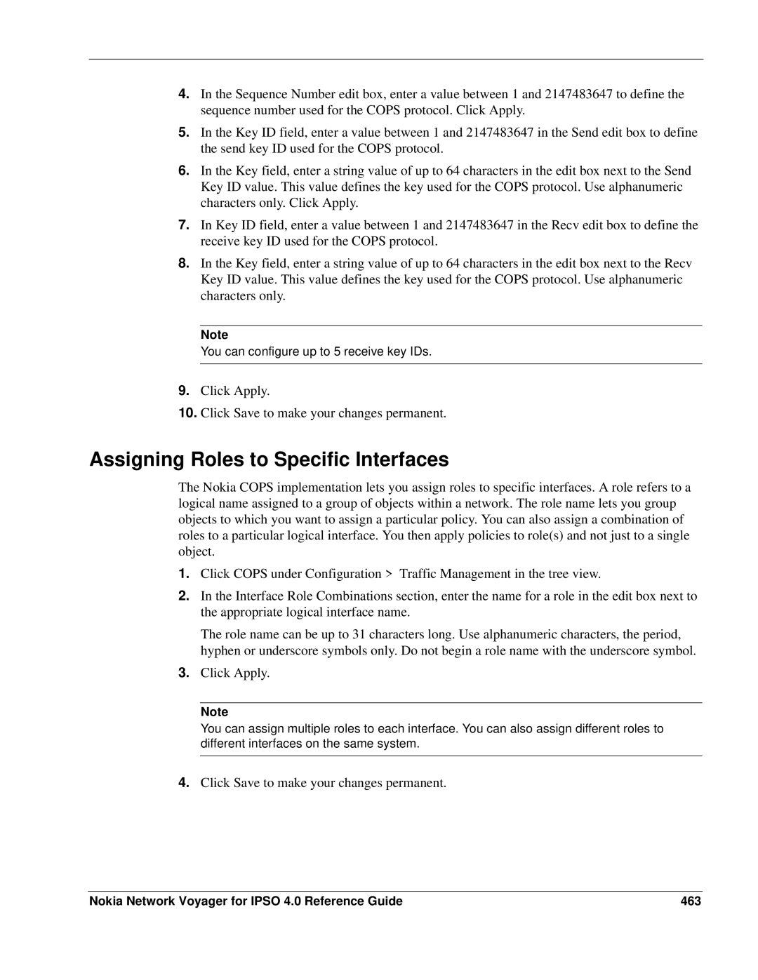 Nokia IPSO 4.0 manual Assigning Roles to Specific Interfaces, Nokia Network Voyager for Ipso 4.0 Reference Guide 463 