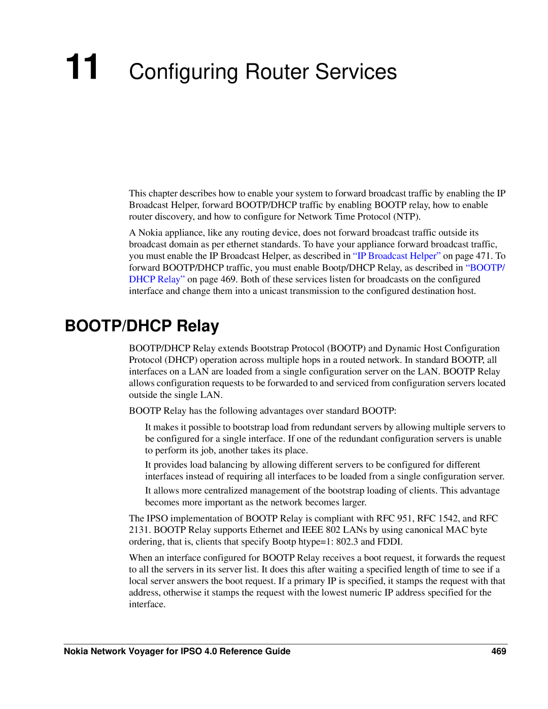 Nokia IPSO 4.0 manual BOOTP/DHCP Relay, Nokia Network Voyager for Ipso 4.0 Reference Guide 469 