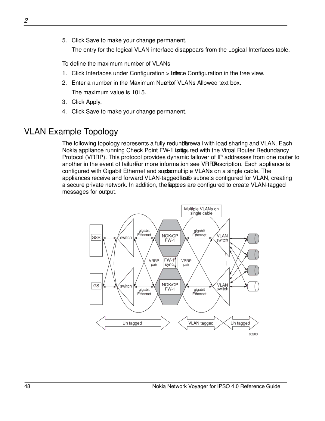 Nokia IPSO 4.0 manual Vlan Example Topology, To define the maximum number of VLANs 