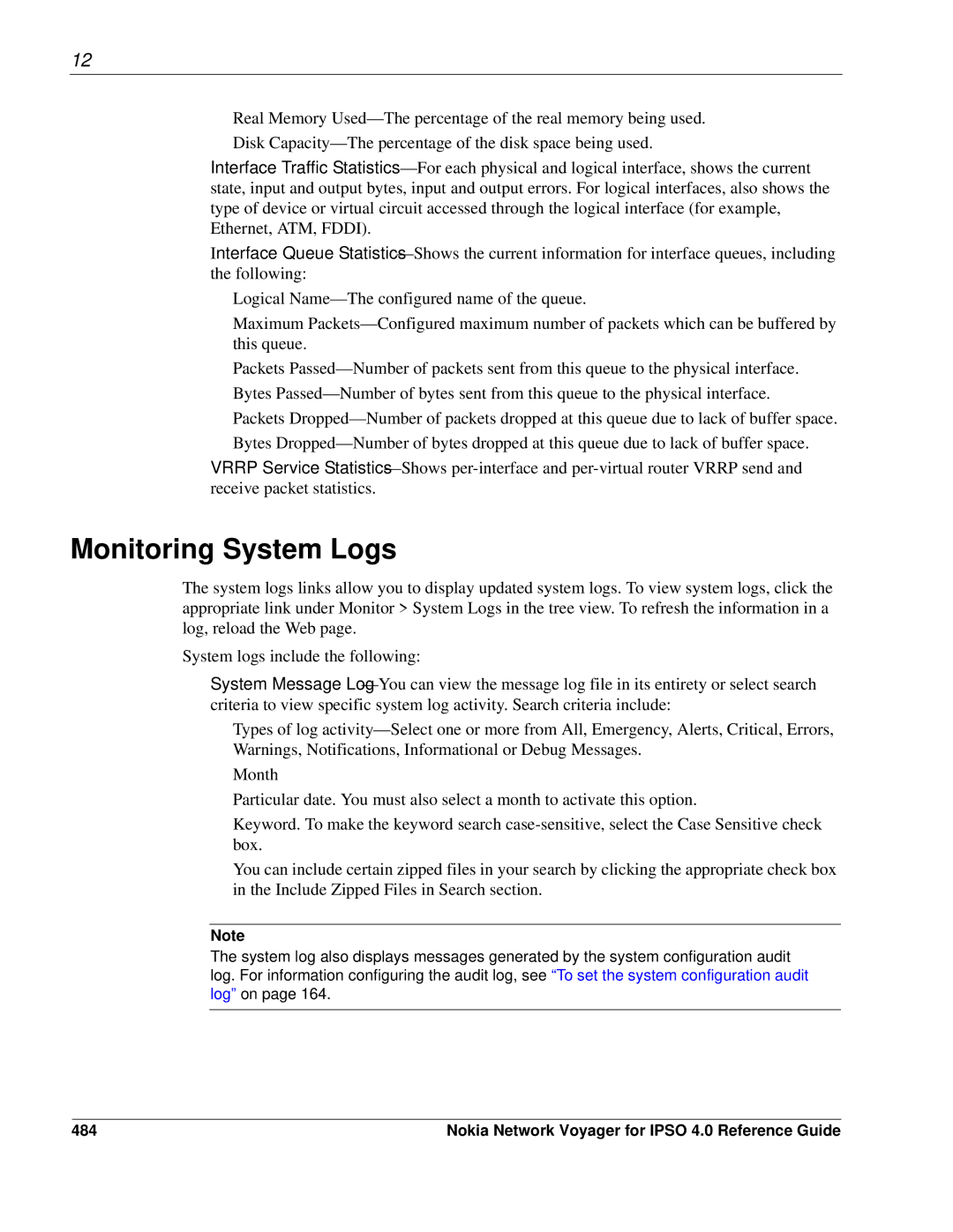 Nokia IPSO 4.0 manual Monitoring System Logs, 484 