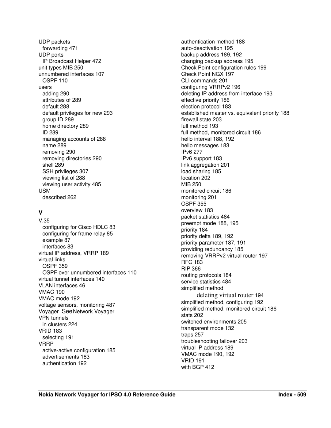 Nokia IPSO 4.0 manual Deleting virtual router 