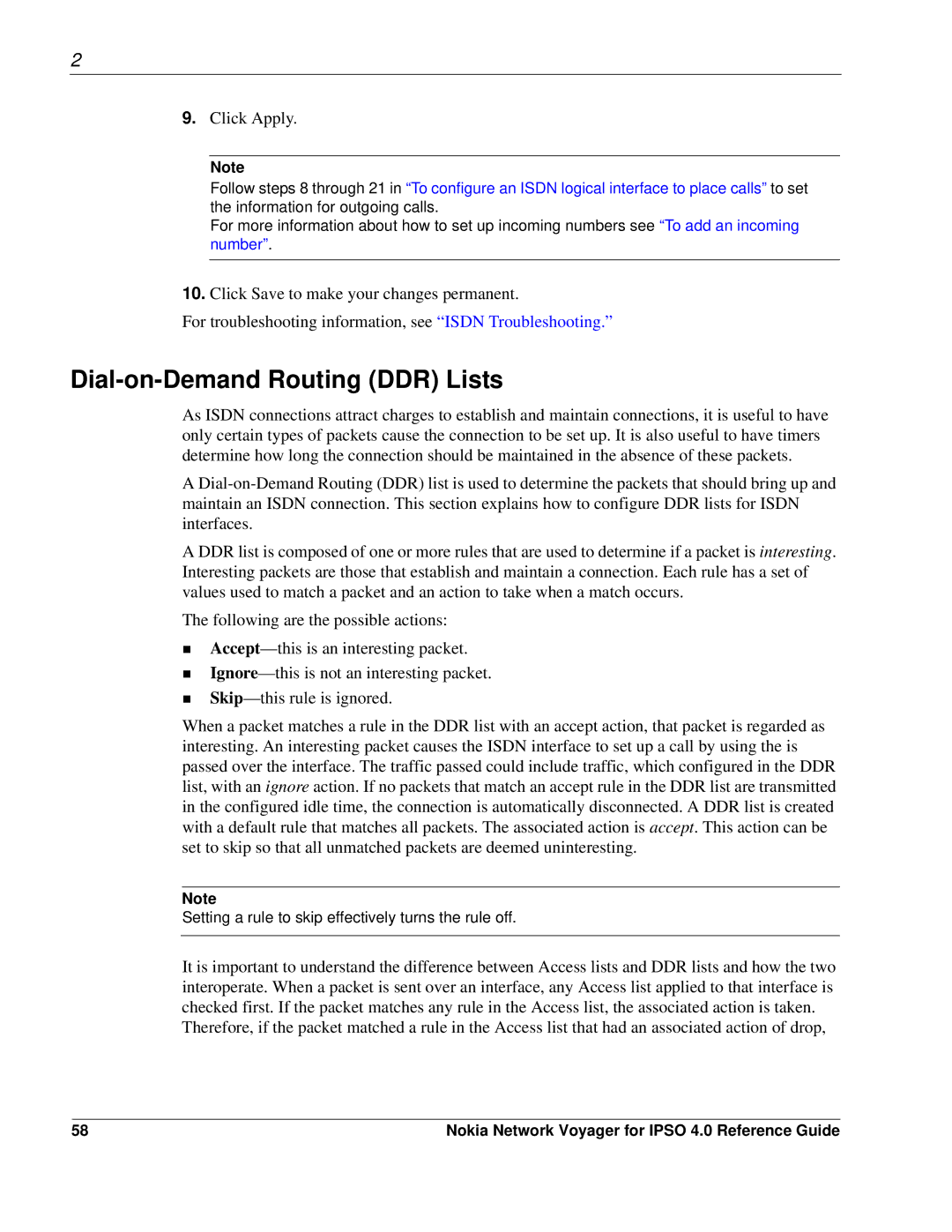 Nokia IPSO 4.0 manual Dial-on-Demand Routing DDR Lists 