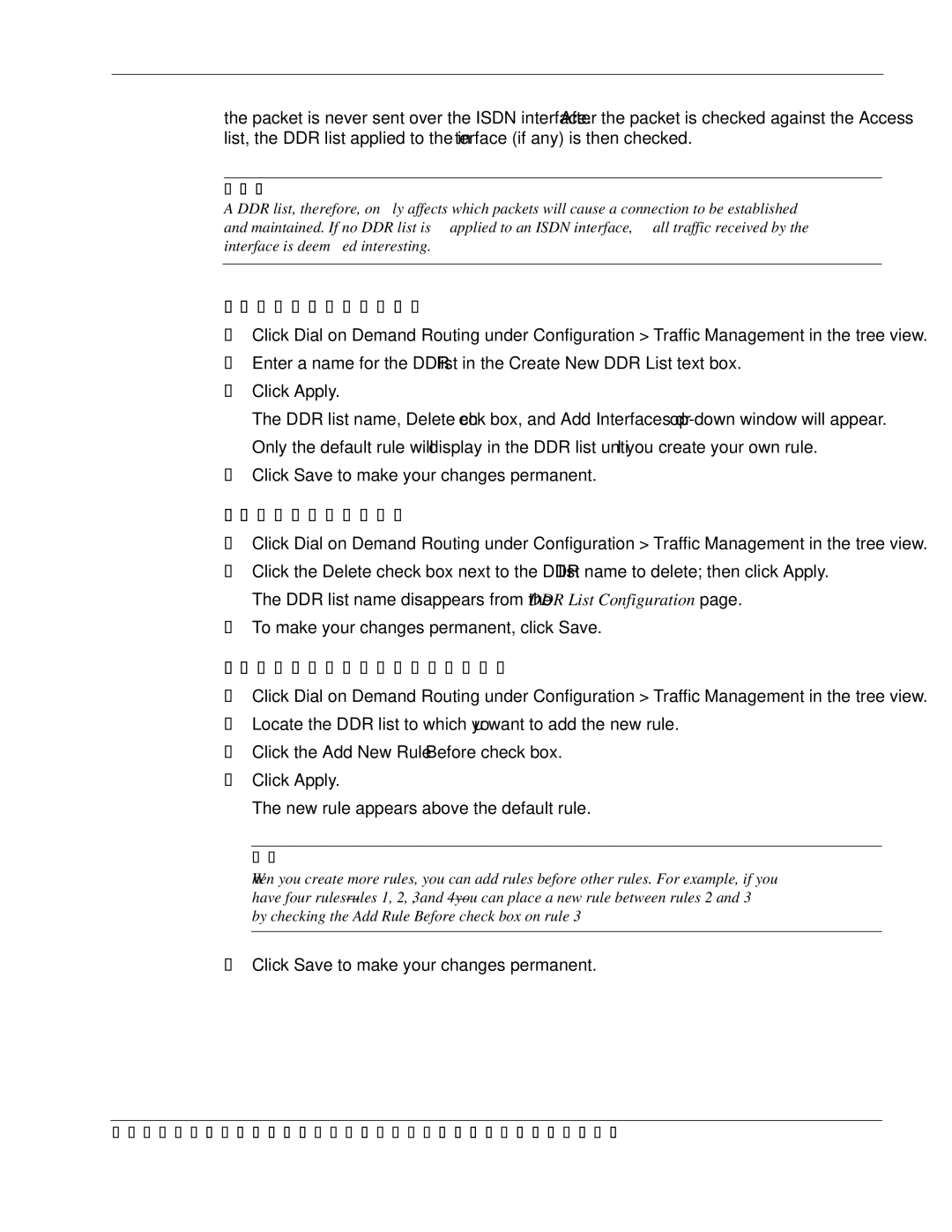 Nokia IPSO 4.0 manual To create a DDR list, To delete a DDR list, To add a new rule to a DDR list 